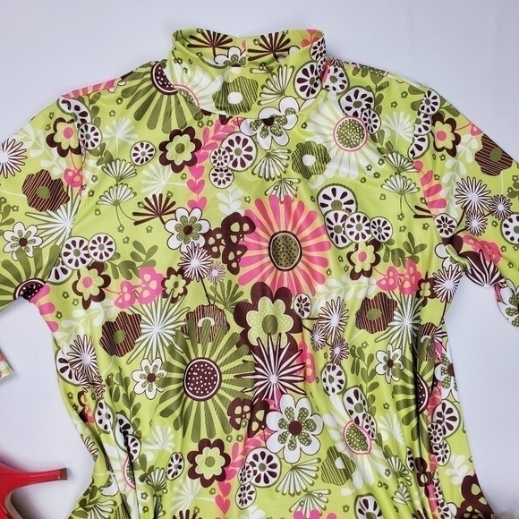 Emma's Closet Lime Pink Floral Boho Tunic Dress S - Picture 10 of 16